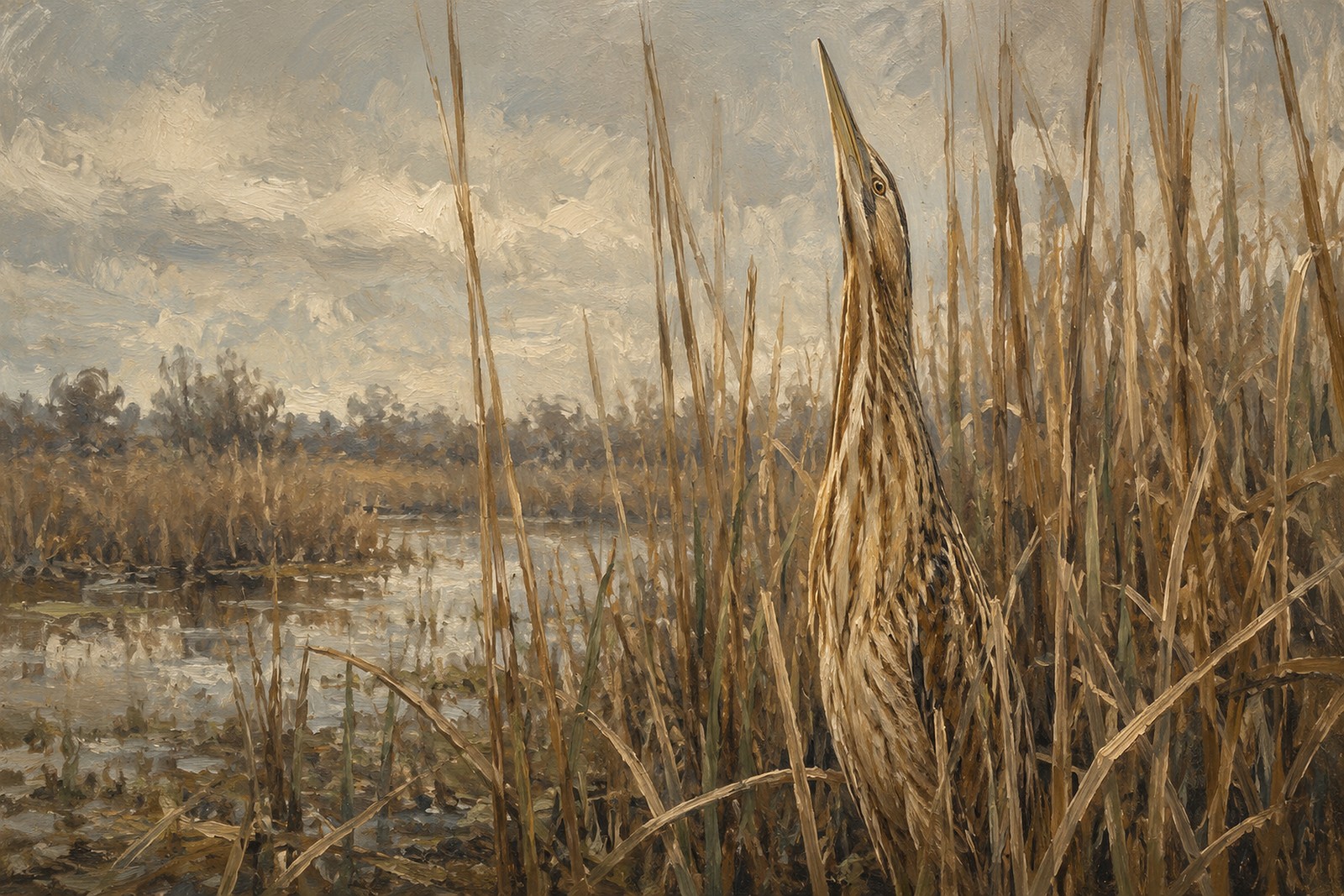 American Bittern Hidden in Reeds