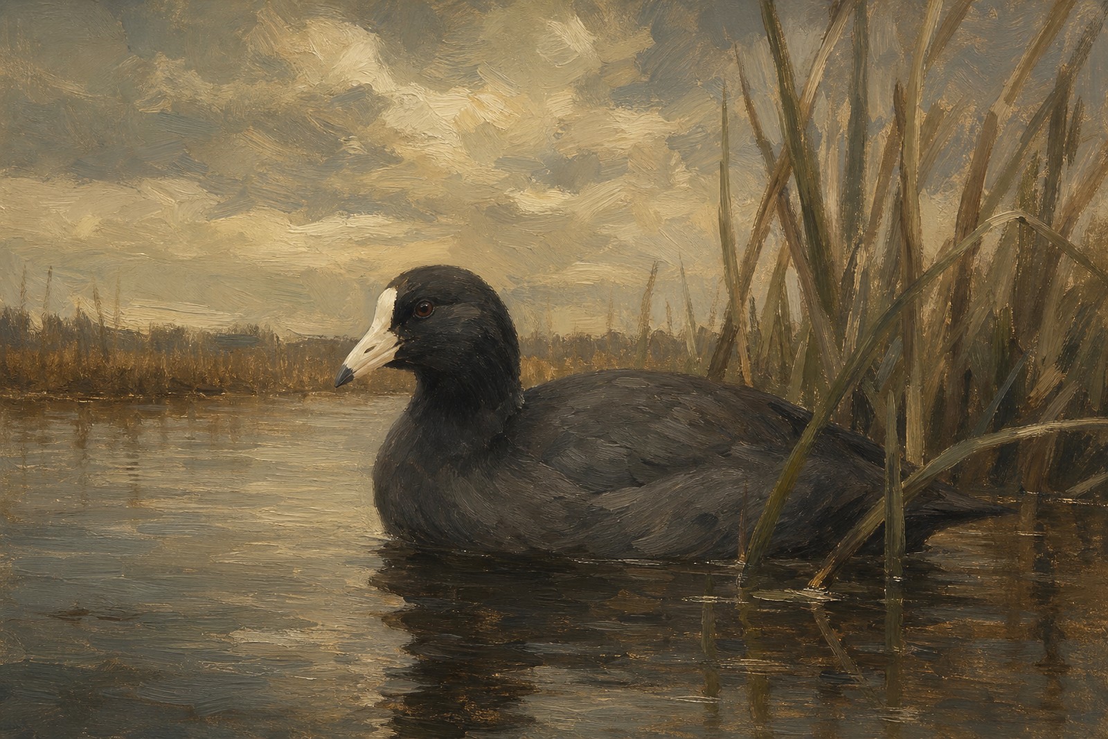 American Coot on Still Pond