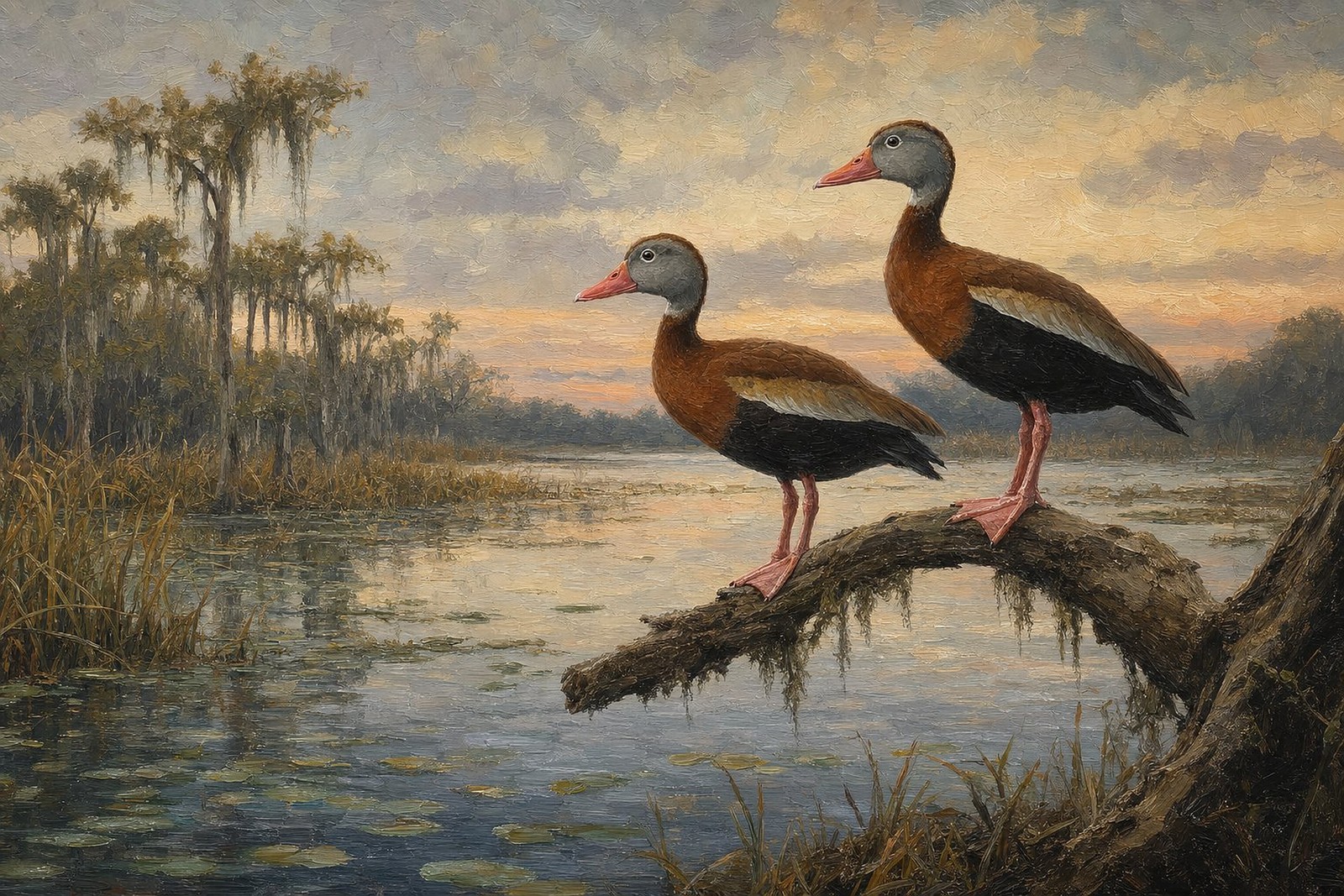Black-bellied Whistling Ducks on Cypress Limb