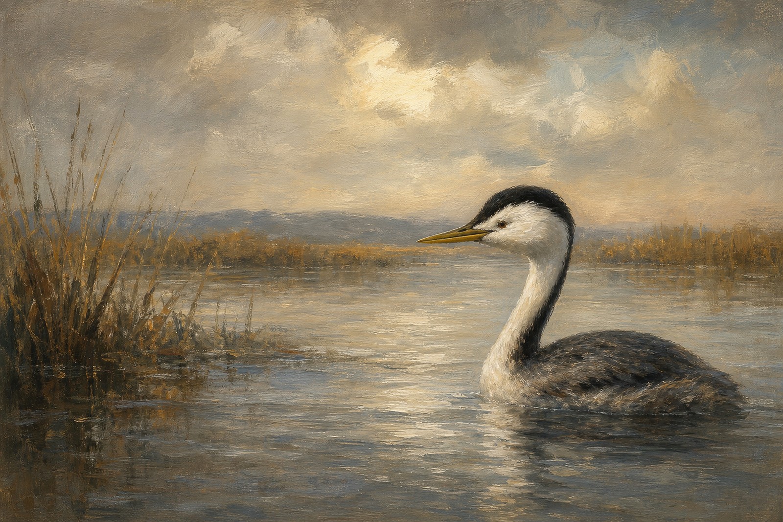 Clark's Grebe in Pale Lake Light