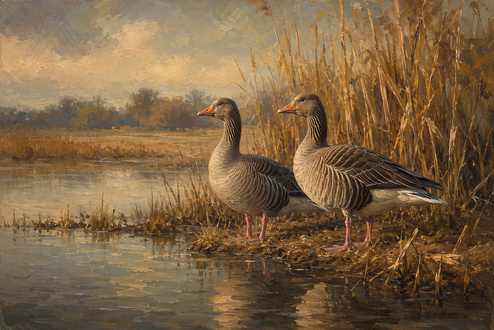 Greylag Geese at Reedbed Edge