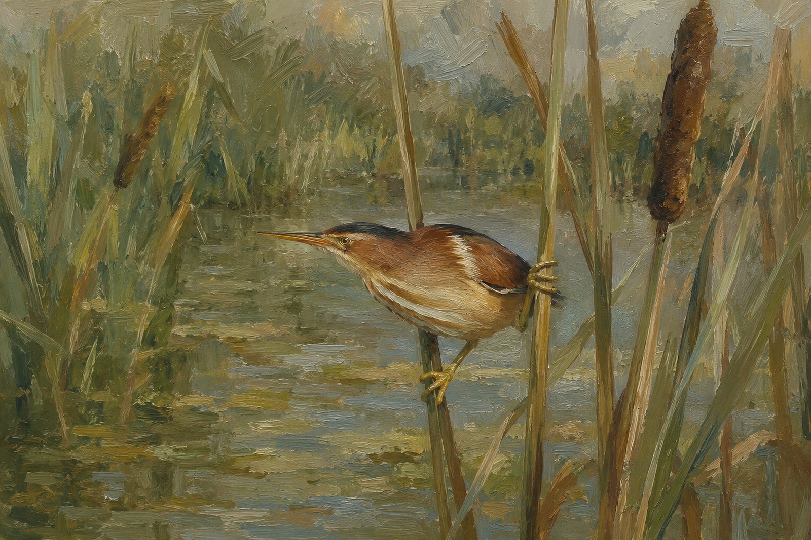Least Bittern Among Cattails