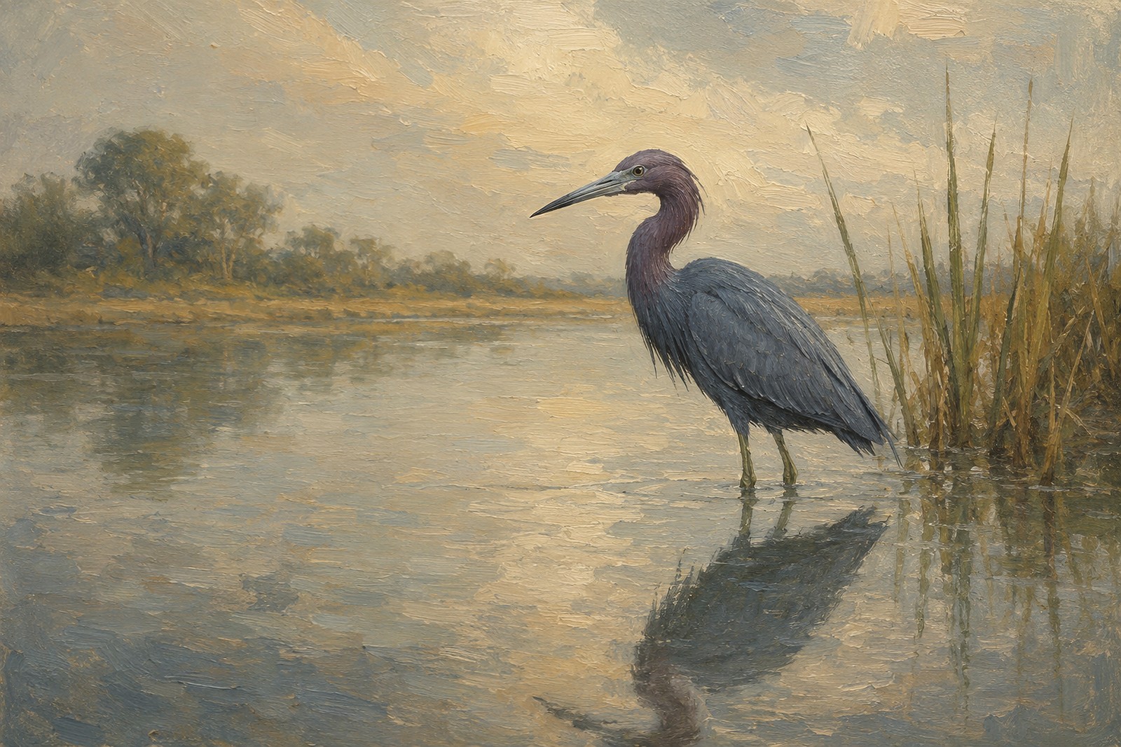 Little Blue Heron in Quiet Lagoon