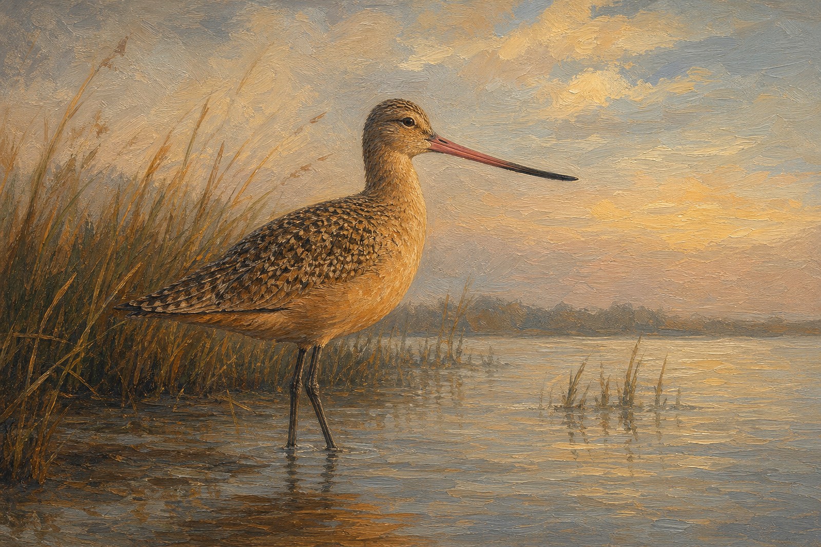 Marbled Godwit in Warm Shore Light