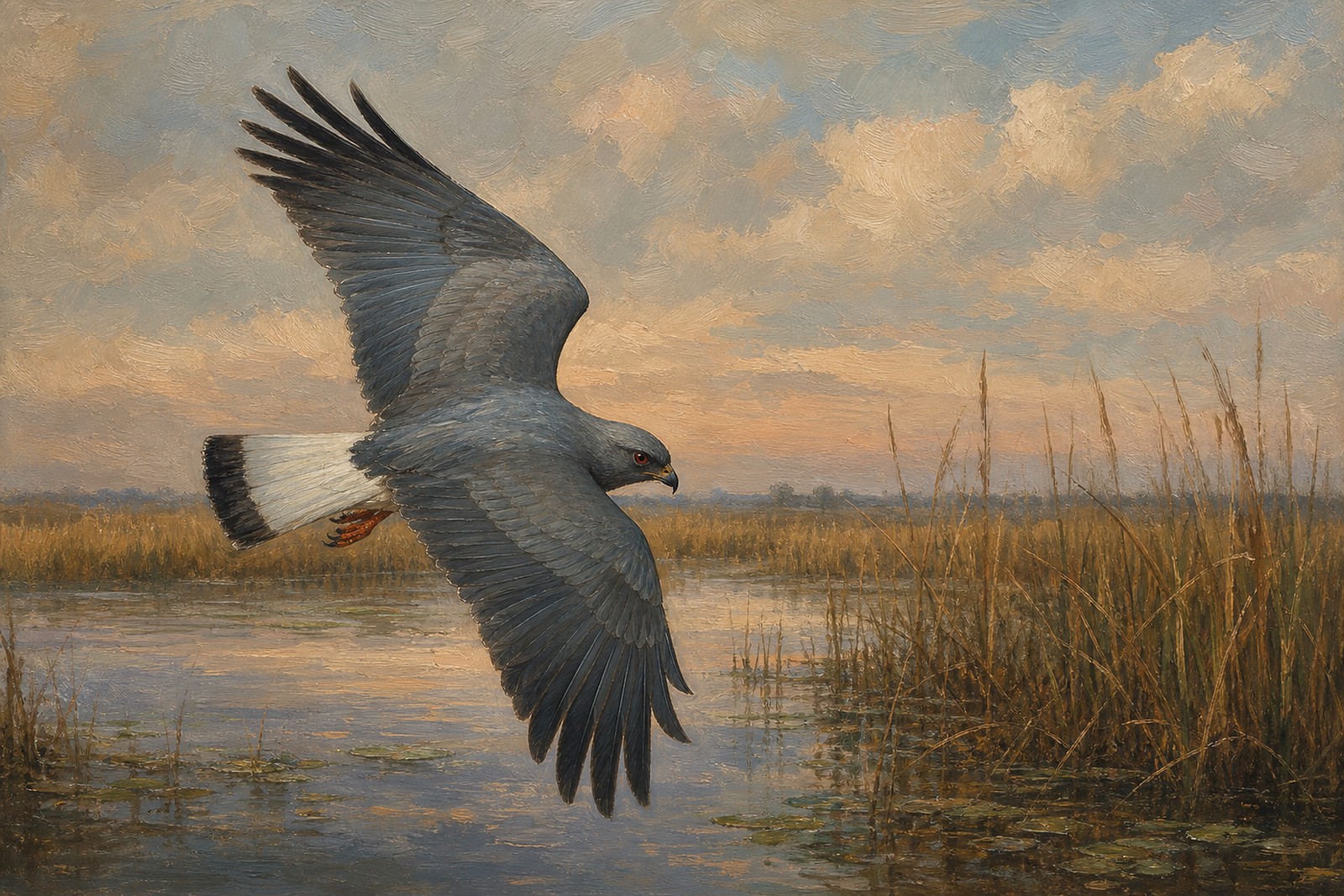 Snail Kite Over Sawgrass Marsh