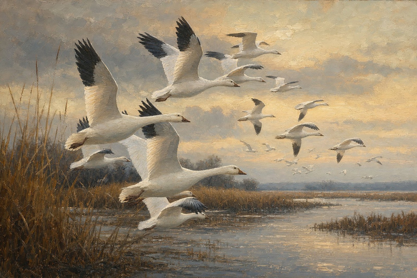 Snow Goose Prints: Winter Light on the Wall
