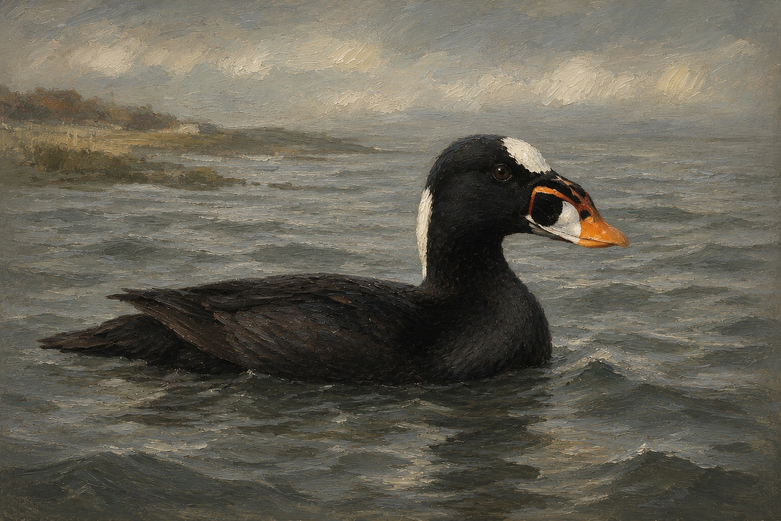 Surf Scoter on Grey Coastal Water