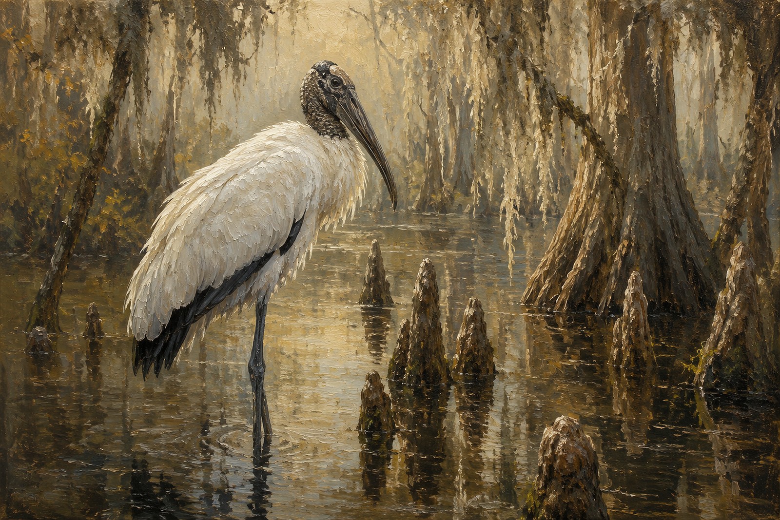 Wood Stork in Southern Cypress Swamp