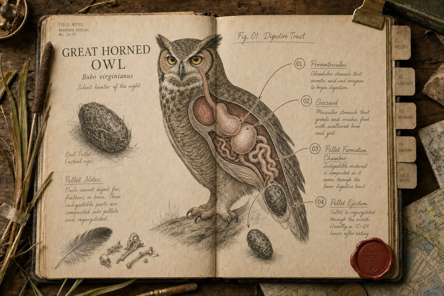 Digestion in Owls: From Swallowed Mouse to Bone Pellet