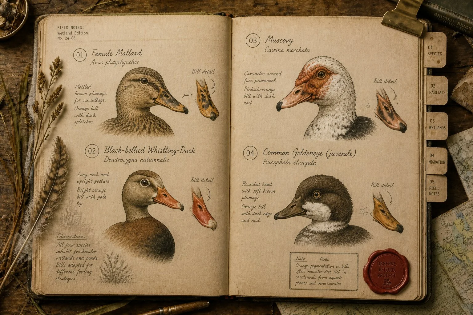 5 Ducks with Orange Beaks